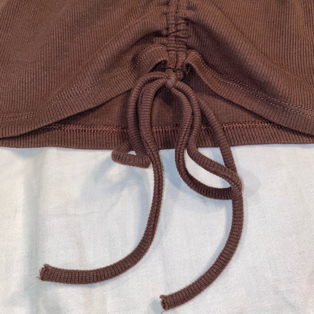 Women’s Zara brown Cinched tie crop top - Picture 2 of 5